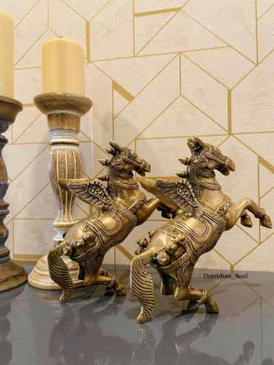 Antique finish flying Brass horses with wings