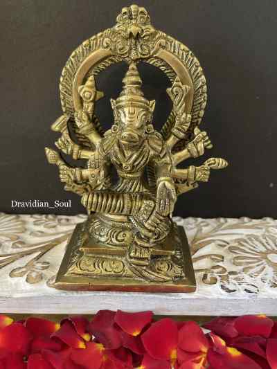 Goddess Varahi Devi with Kirti mukha arch in the background.